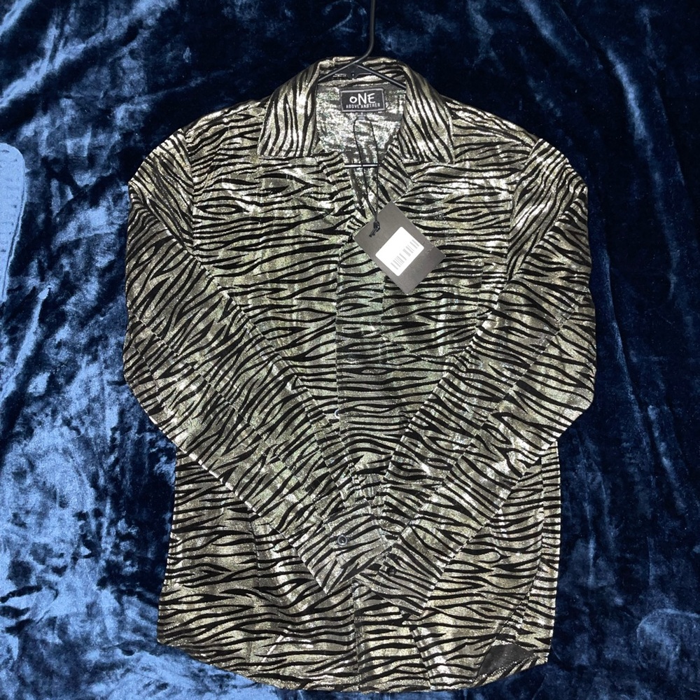 Sequin like zebra print shirt